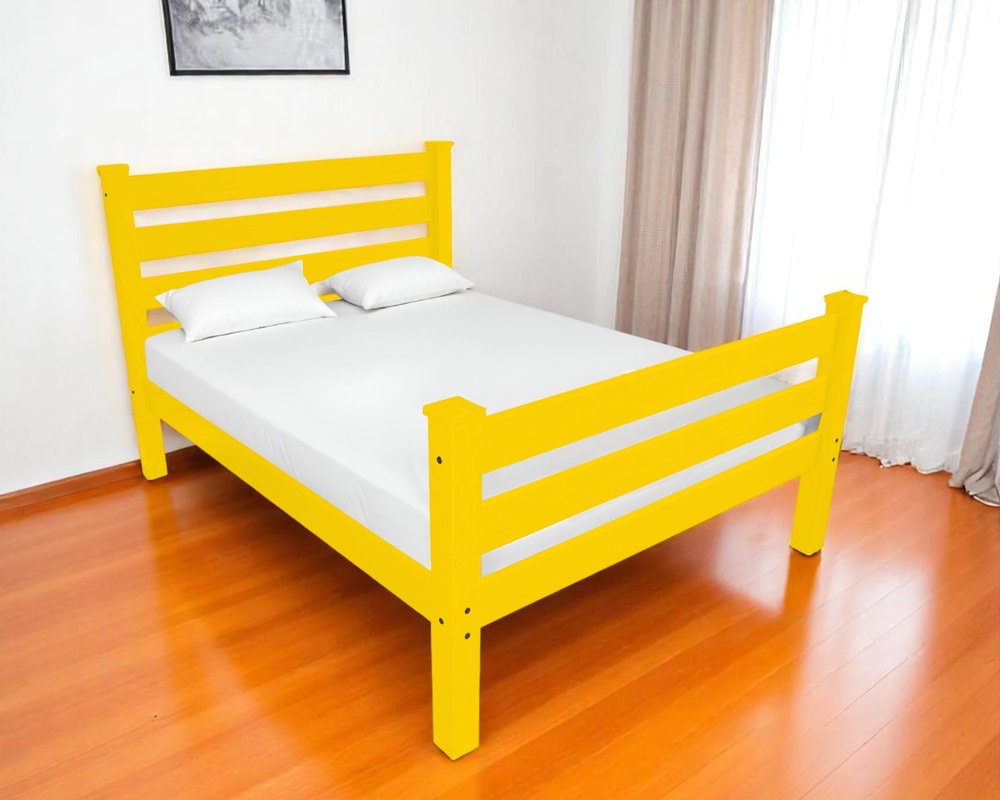 Yellow Solid Wood Queen Bed Frame