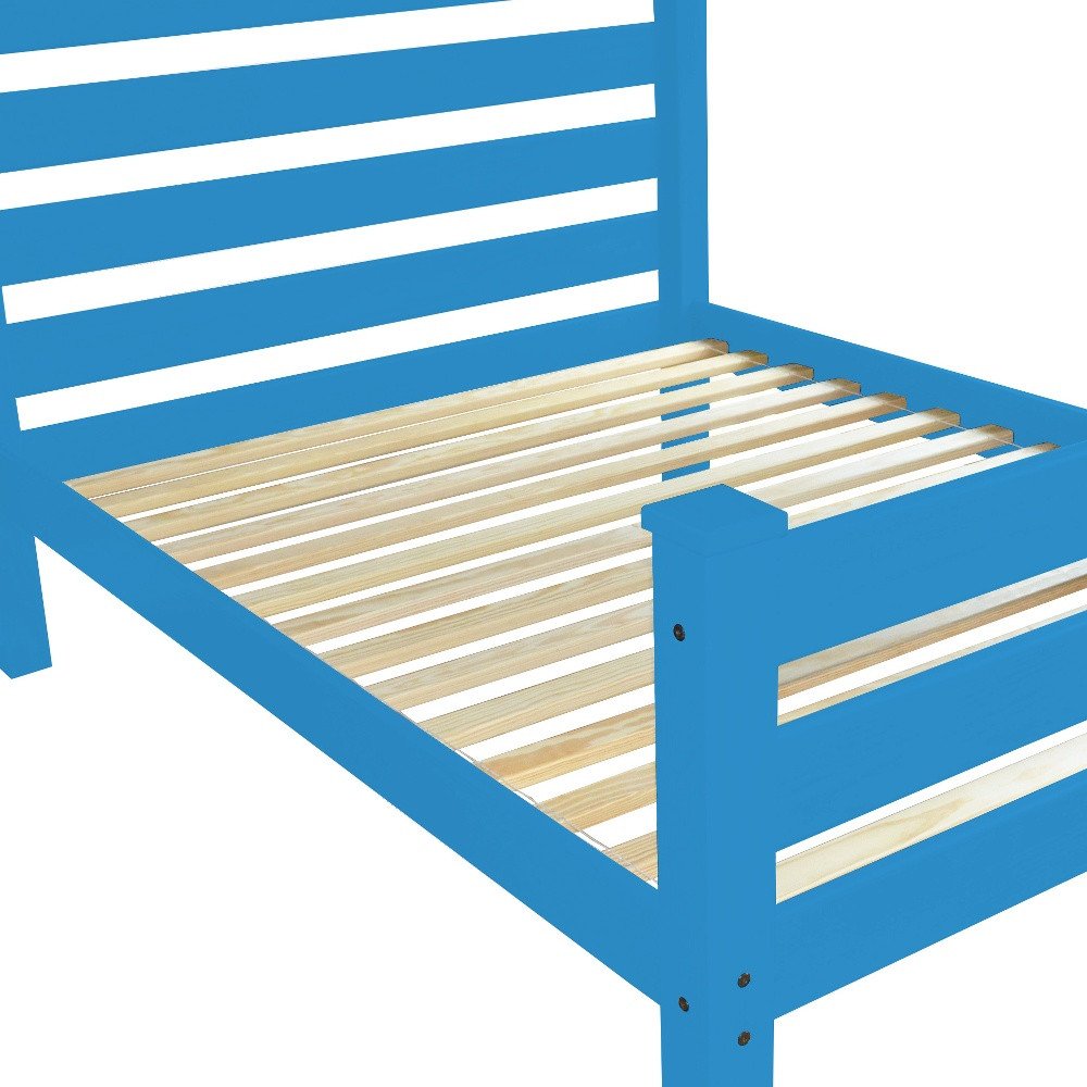 Caribbean Blue Solid Wood Queen Bed Frame