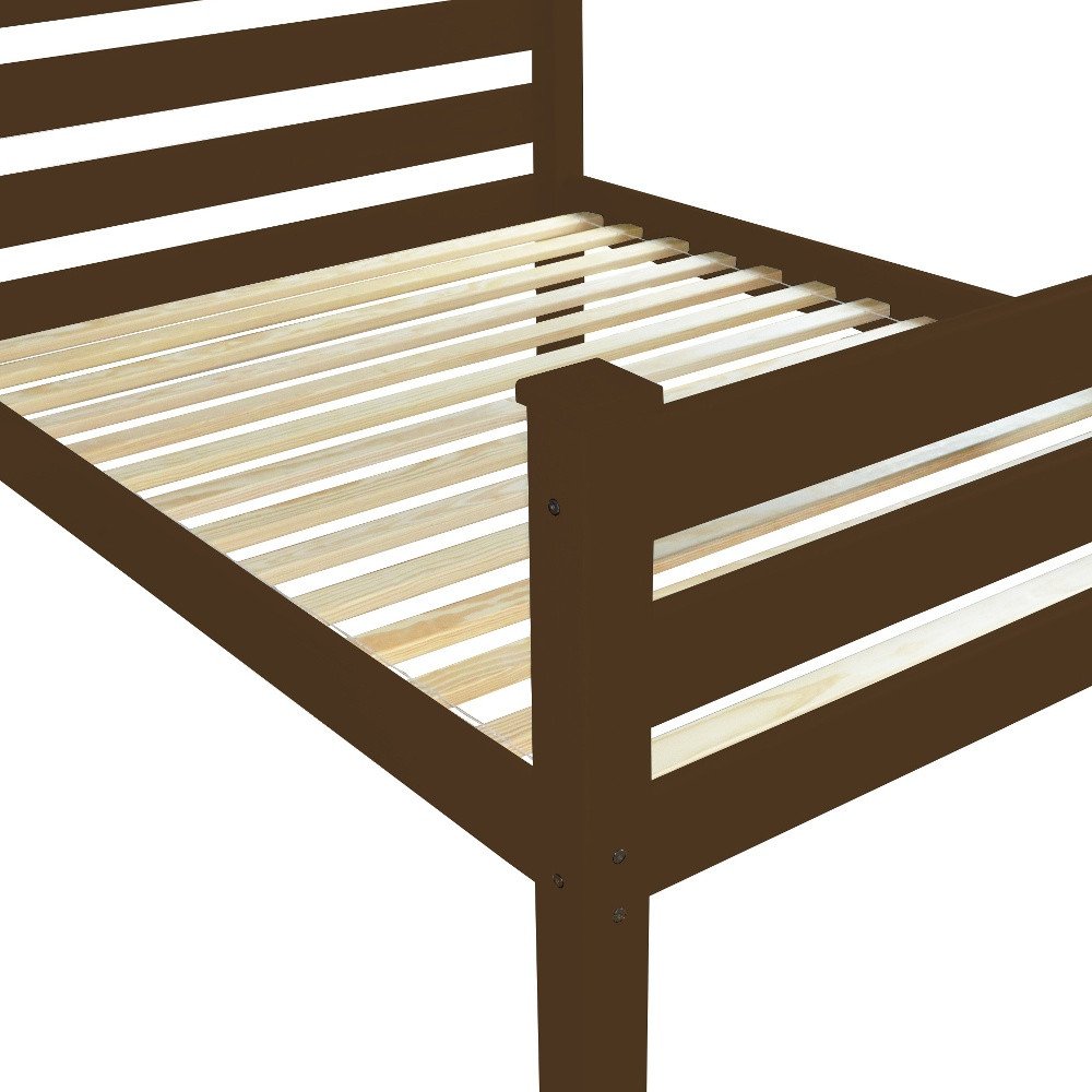 Coffee Solid Wood Queen Bed Frame
