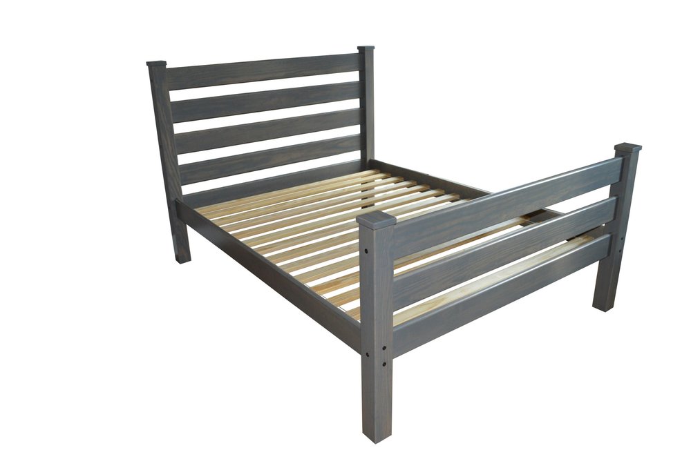 Gray Solid Wood Queen Bed Frame