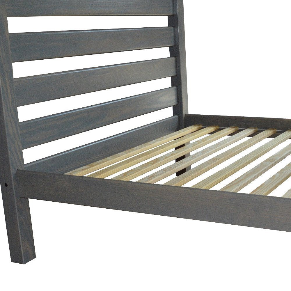 Gray Solid Wood Queen Bed Frame