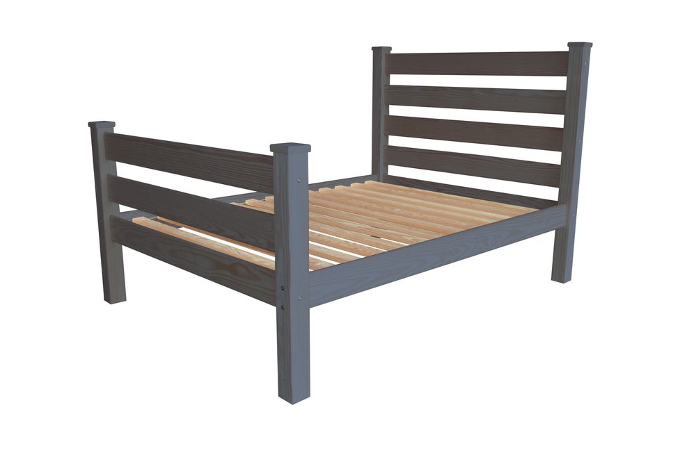 Gray Solid Wood Queen Bed Frame