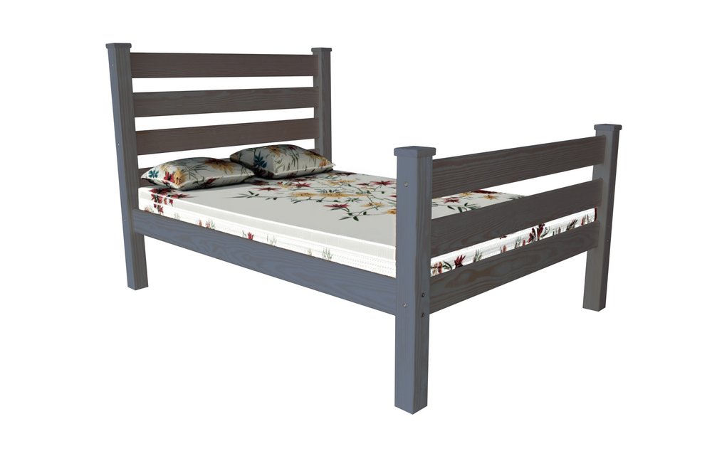 Gray Solid Wood Queen Bed Frame
