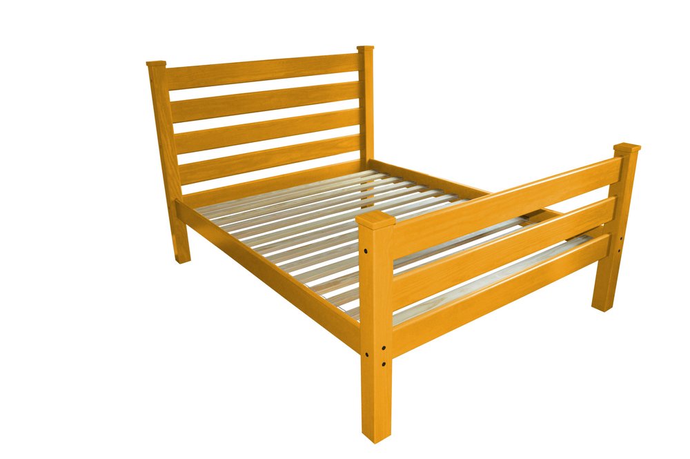 Orange Solid Wood Queen Bed Frame