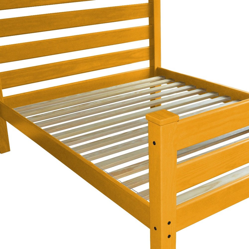 Orange Solid Wood Queen Bed Frame