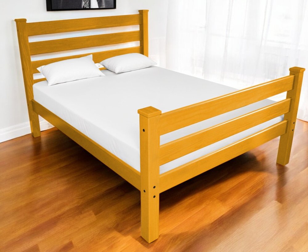 Orange Solid Wood Queen Bed Frame