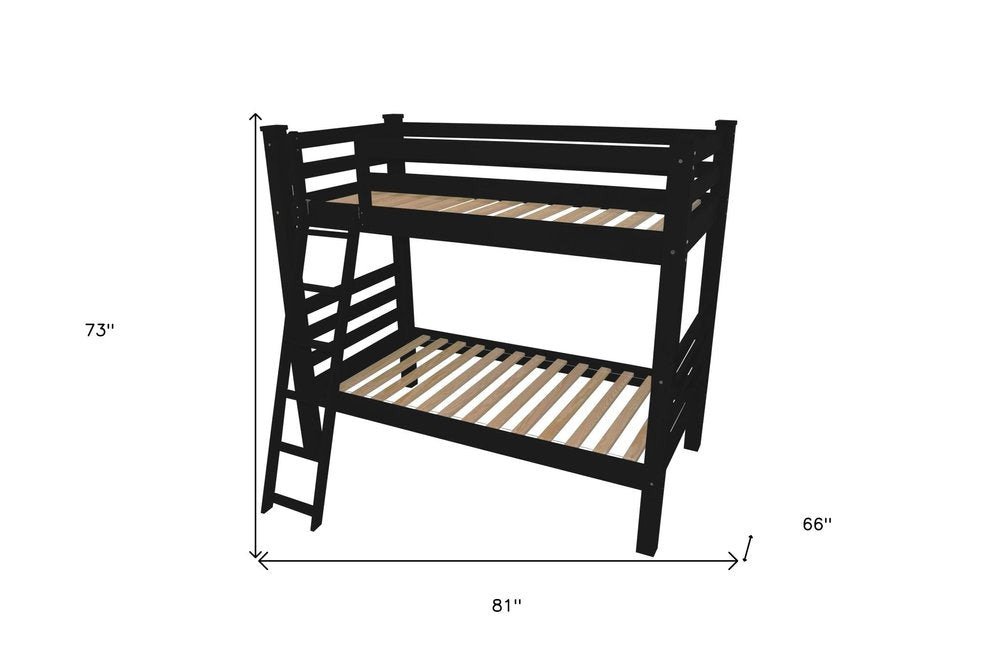 Black Twin Over Twin Solid Wood Bunk Bed