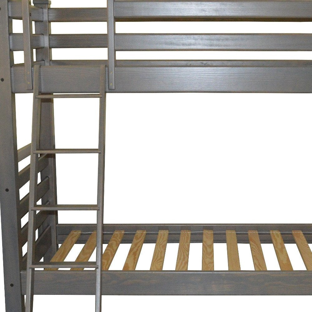 Gray Twin Over Twin Solid Wood Bunk Bed