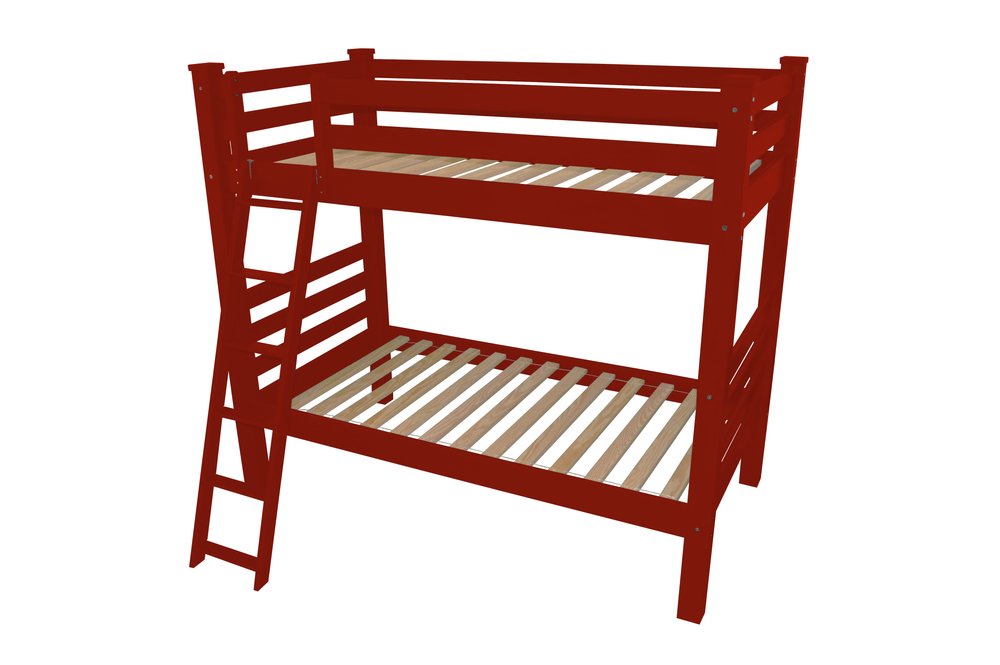 Red Full Traditional Solid Wood Bunk Bed