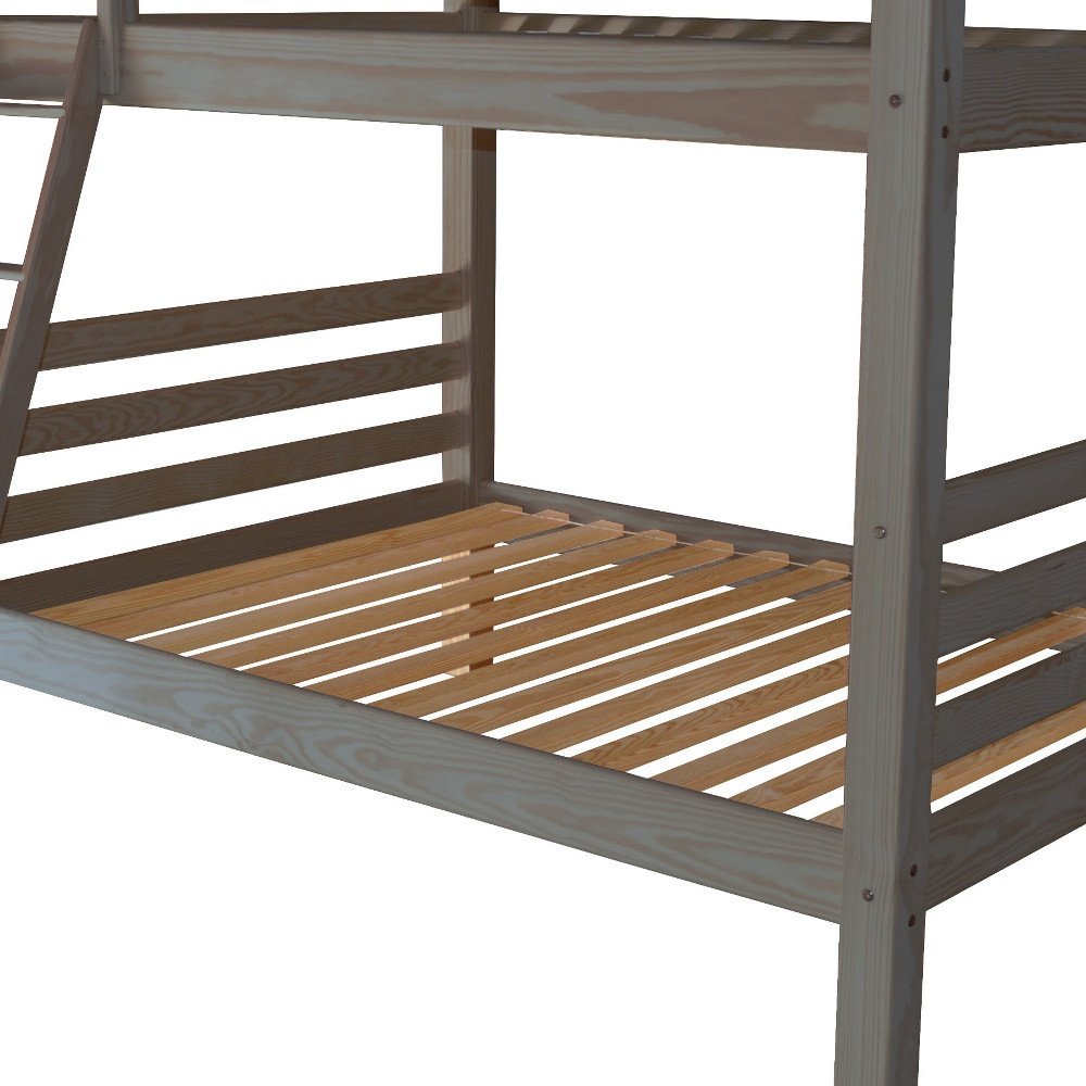 Gray Queen Over Queen Solid Wood Bunk Bed