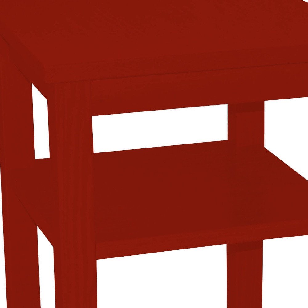 28" Red Solid Wood Nightstand