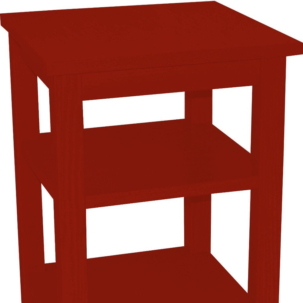 28" Red Solid Wood Nightstand