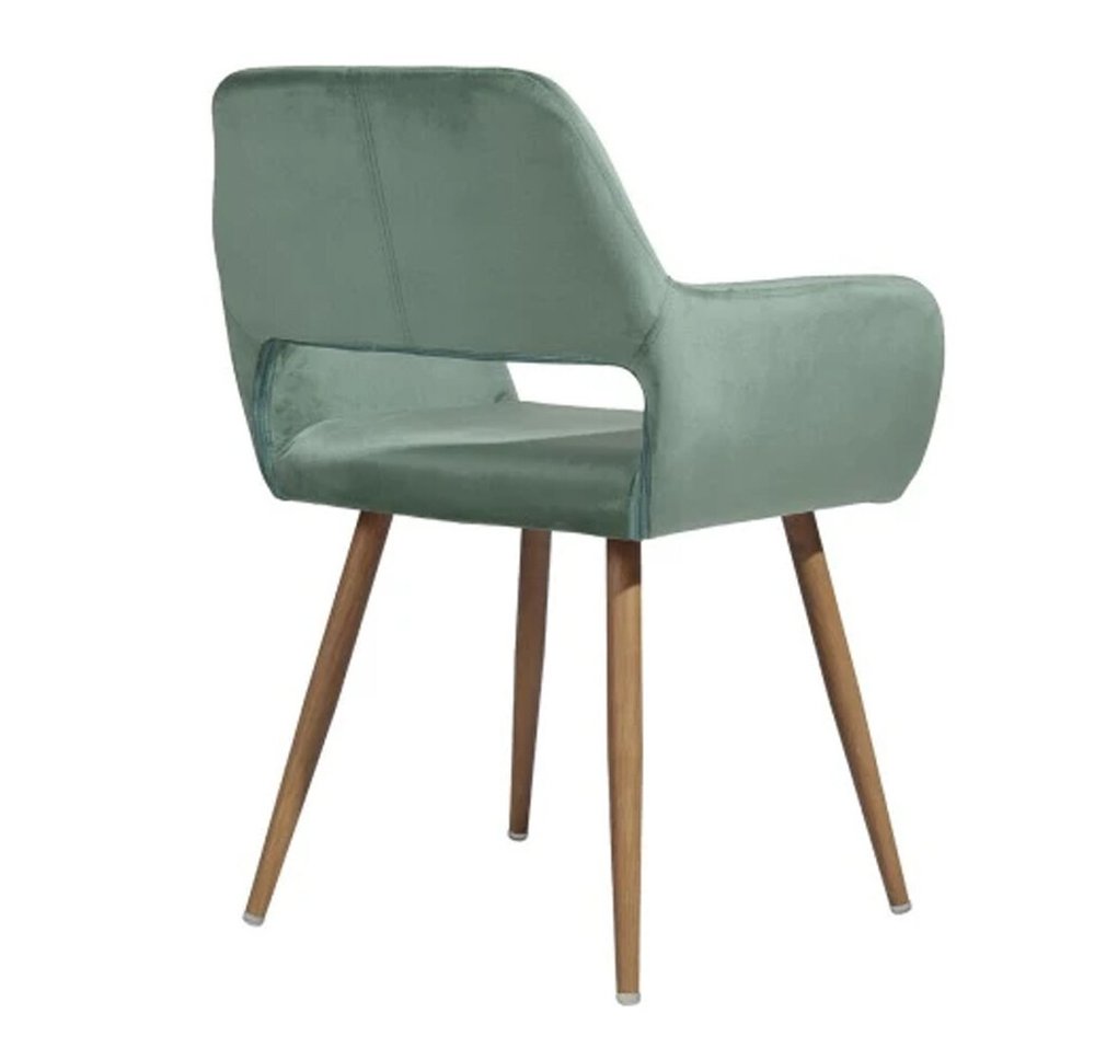 22" Green and Brown Velvet Arm Chair