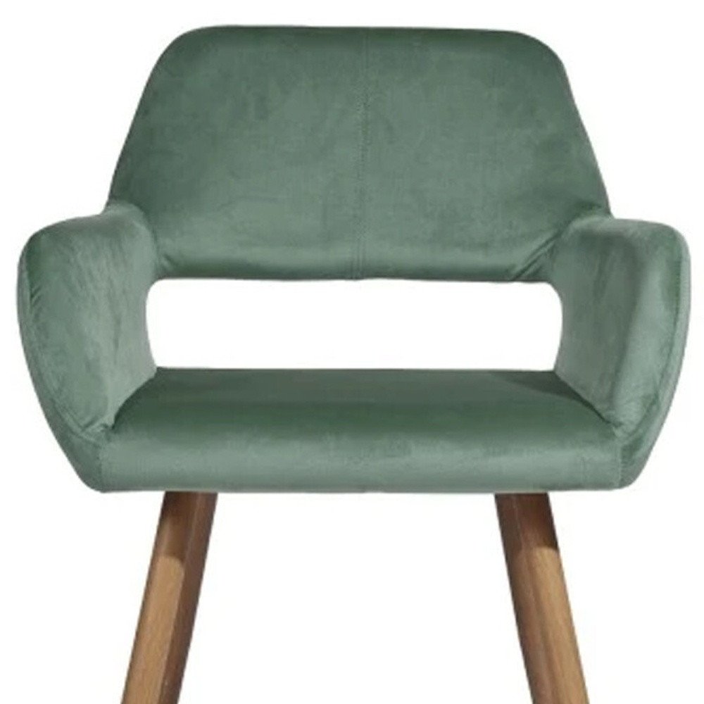 22" Green and Brown Velvet Arm Chair
