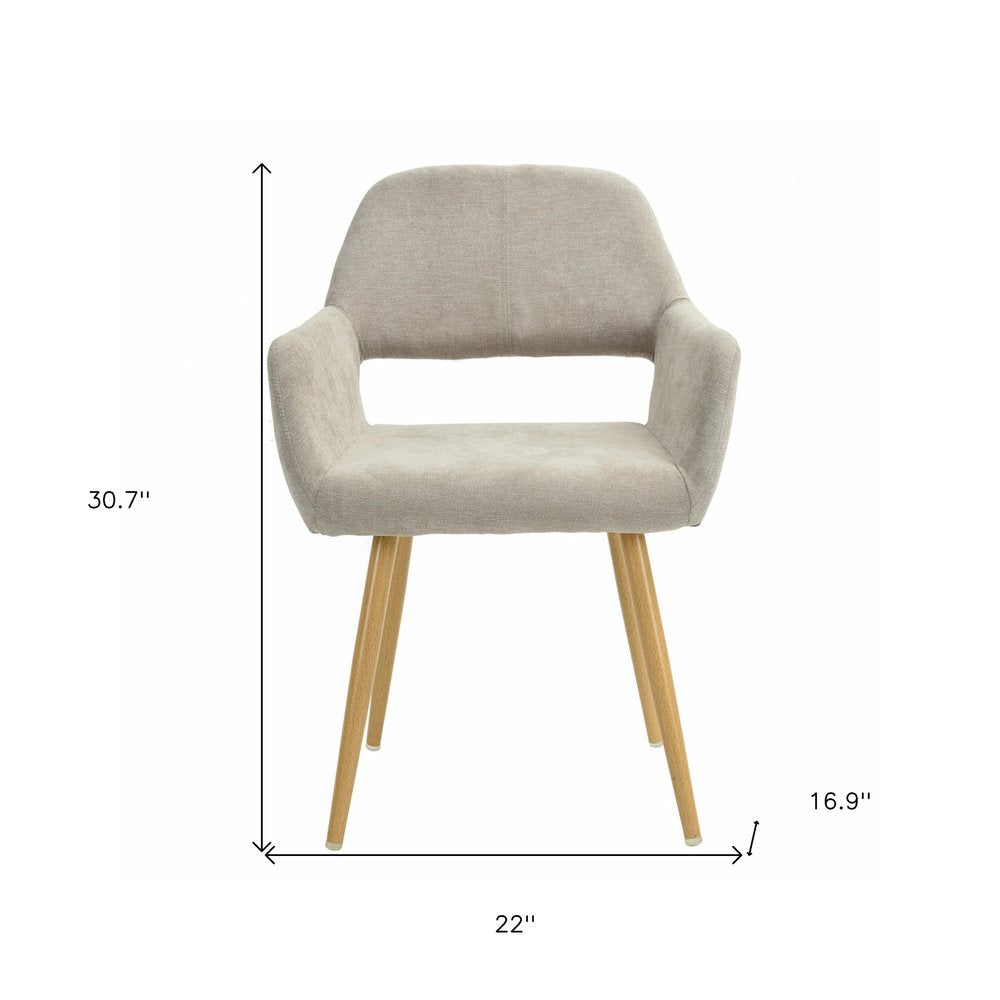 22" Gray and Brown Upholstered Arm Chair