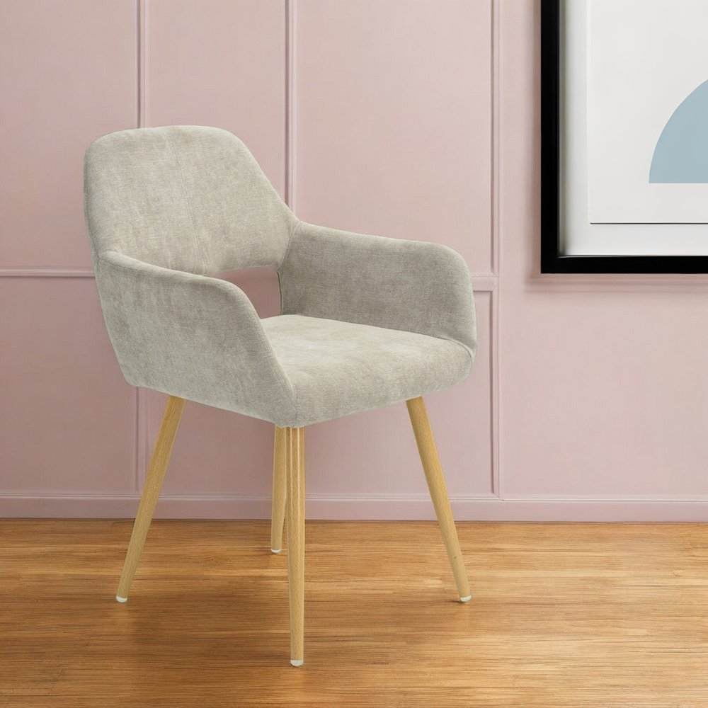 22" Gray and Brown Upholstered Arm Chair