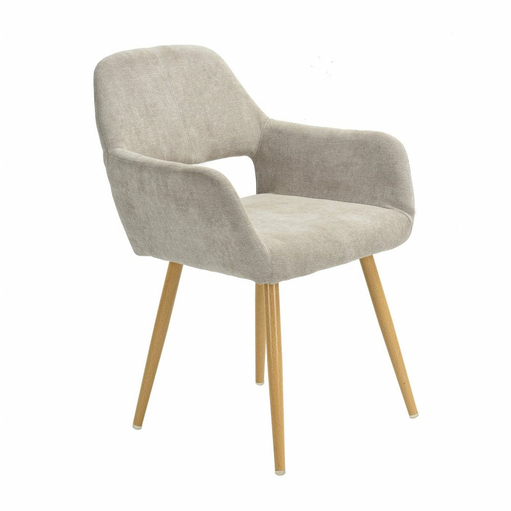 22" Gray and Brown Upholstered Arm Chair