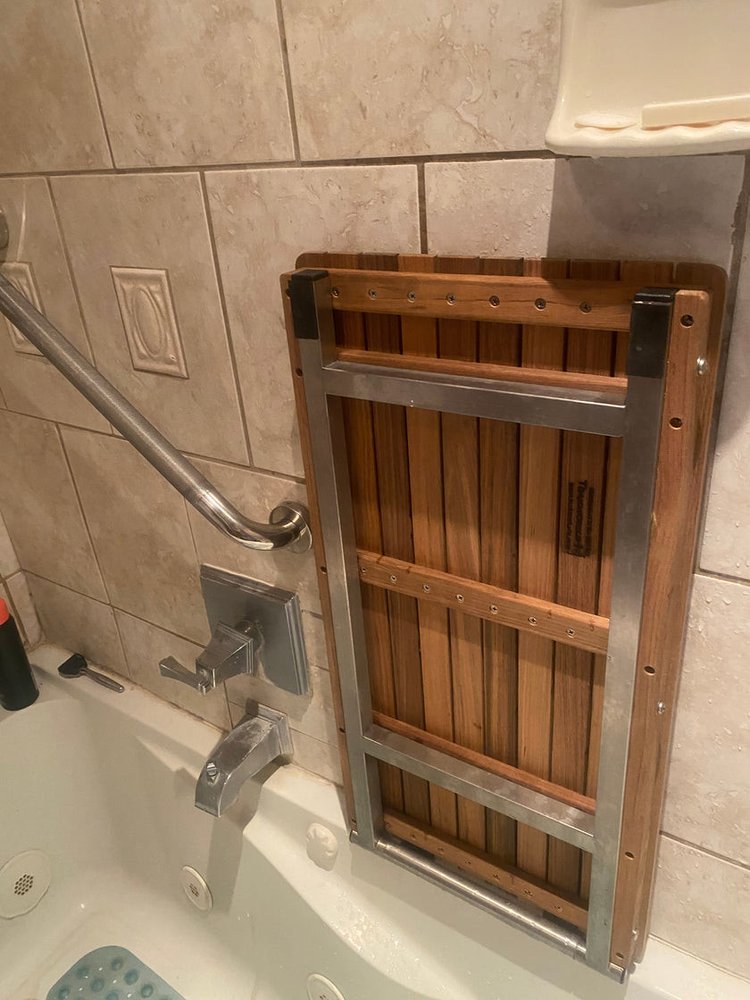30" Brown Wall Mount Teak Rectangular Shower Bench