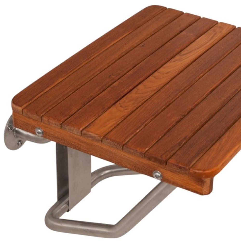 14" X 20" Brown Teak Rectangular Shower Bench