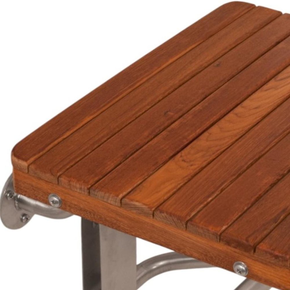 14" X 22" Brown Teak Rectangular Shower Bench