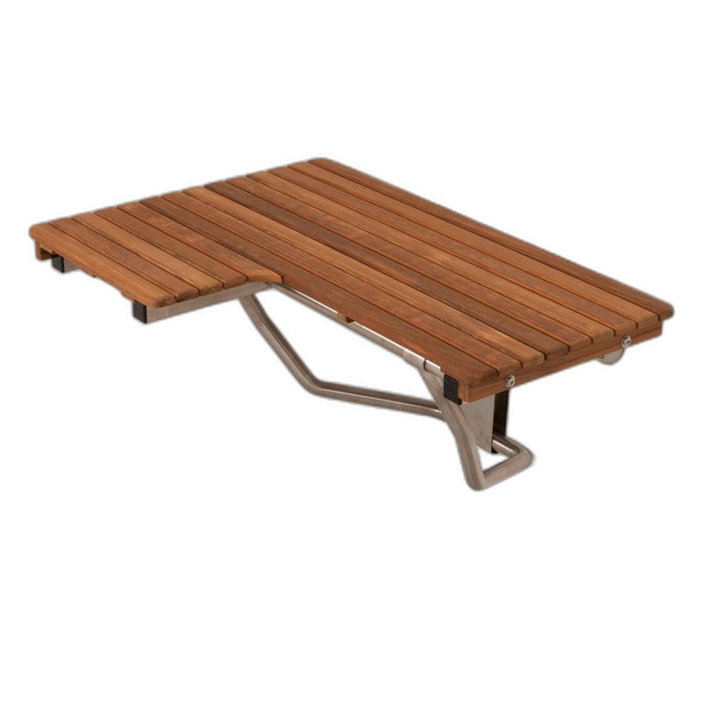 14" X 34" Brown Teak Wall Mount Rectangular Shower Bench