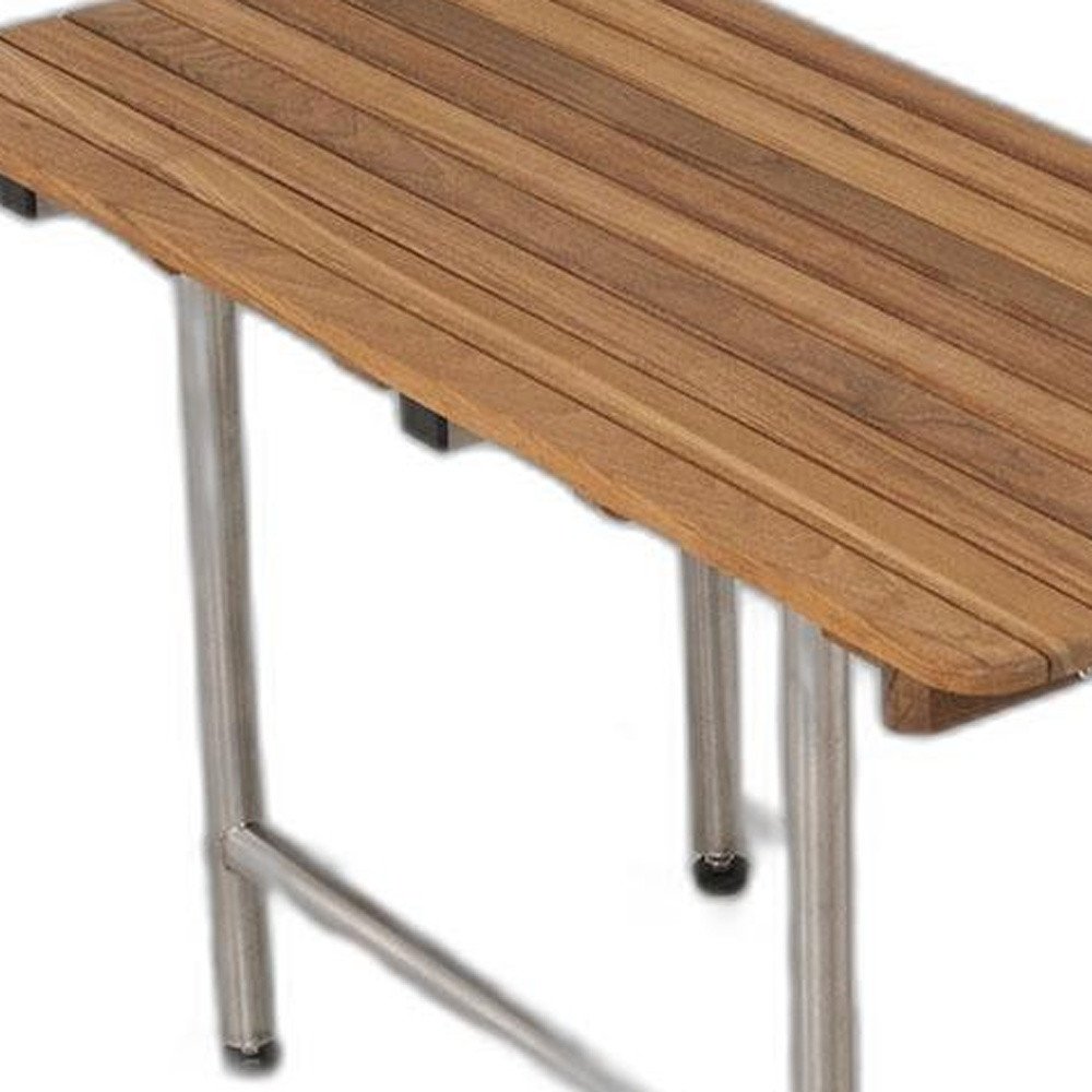 18" X 24" Brown Teak Rectangular Shower Bench