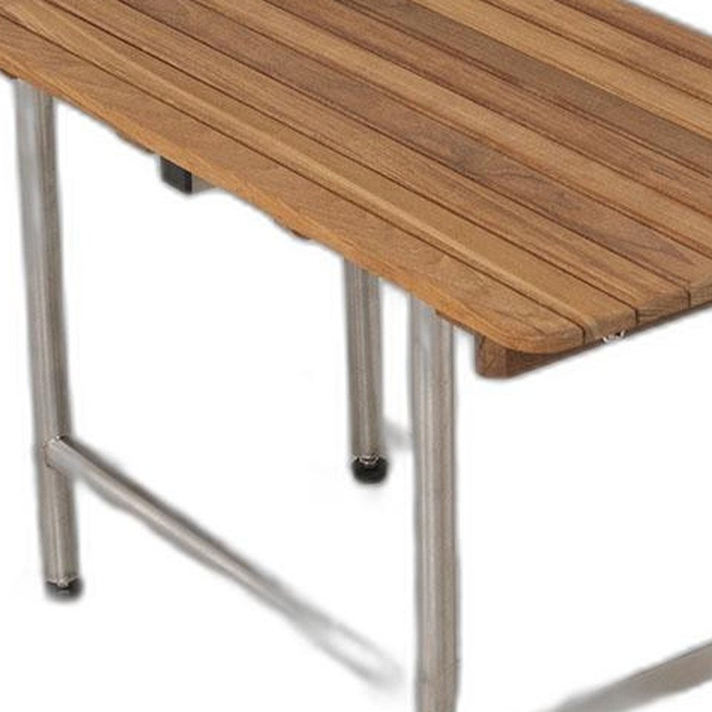 18" X 28" Brown Teak Rectangular Shower Bench
