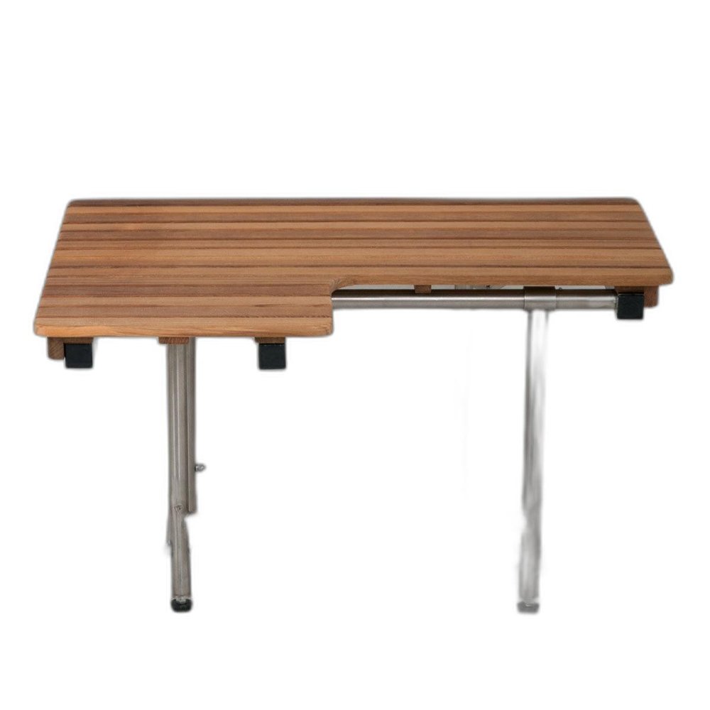 18" X 34" Brown Teak Wall Mount Rectangular Shower Bench