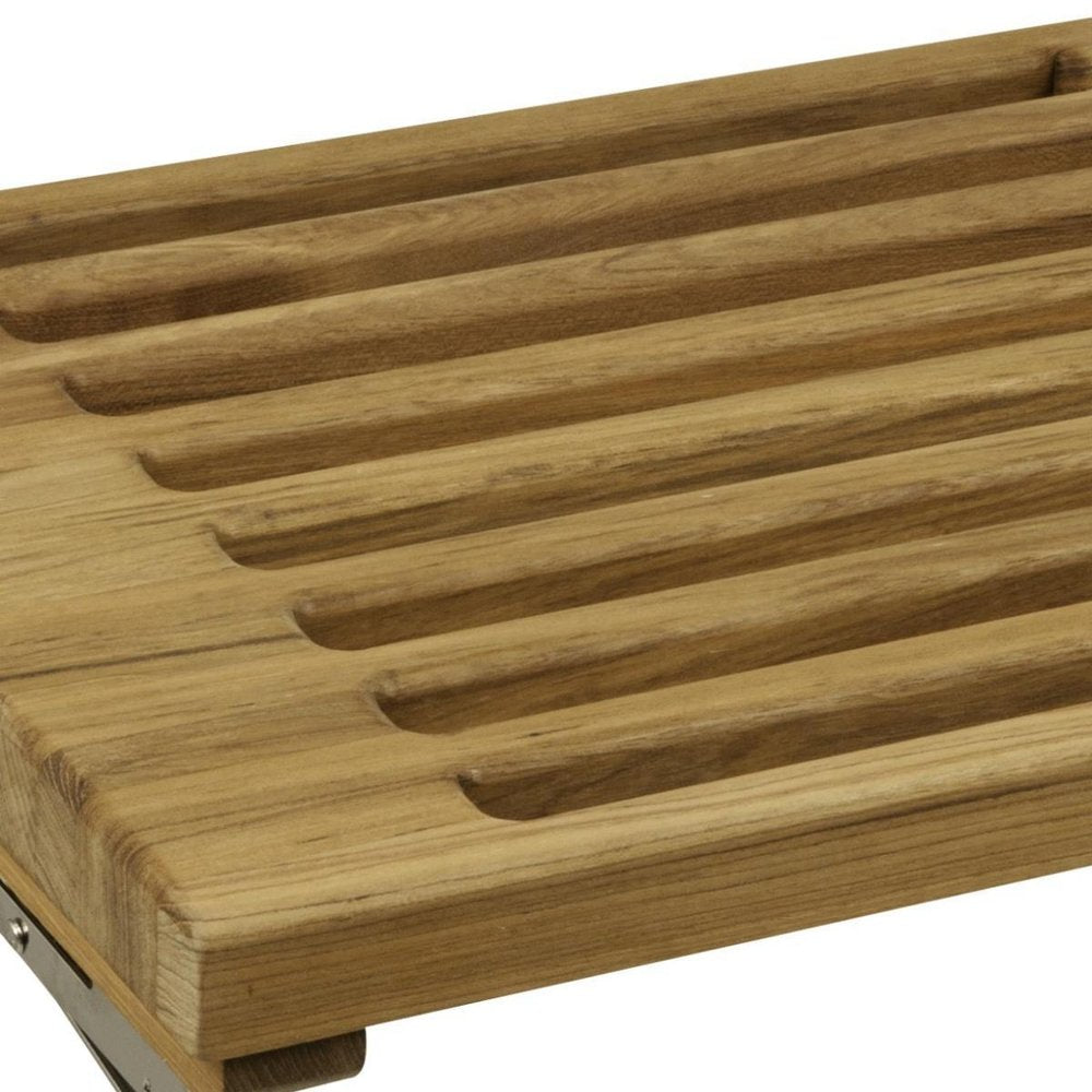 13" X 30" Brown Teak Wall Mount Rectangular Shower Bench