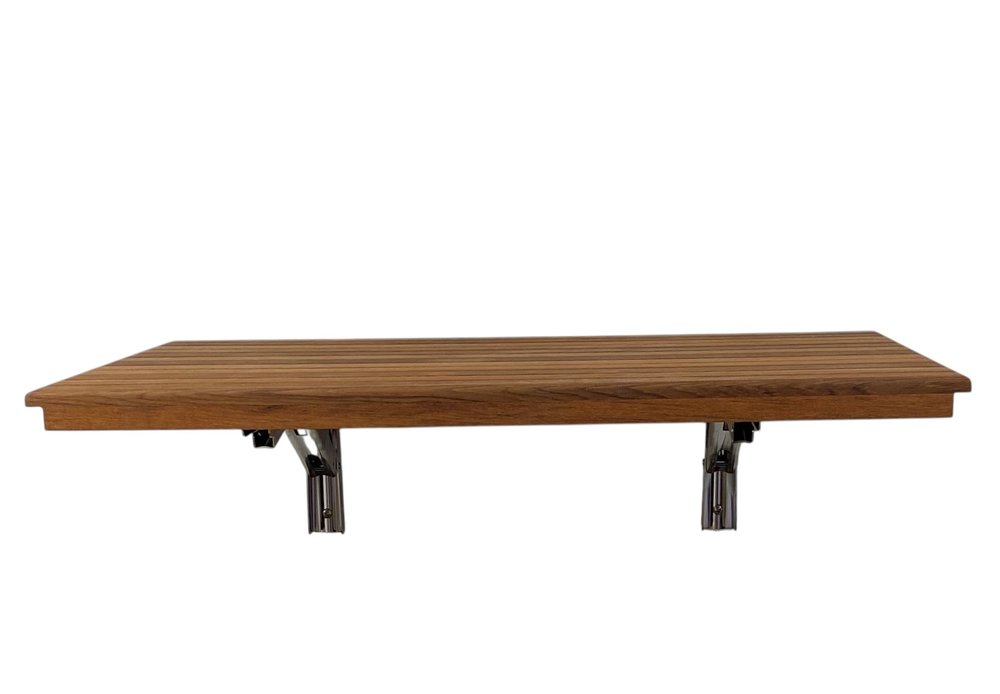 16" X 22" Brown Teak Wall Mount Rectangular Shower Bench