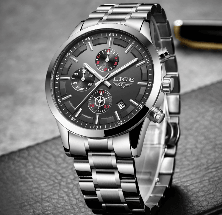 Men's Waterproof Watch With Chronometers And Date Display Unique Design Perfect Gift