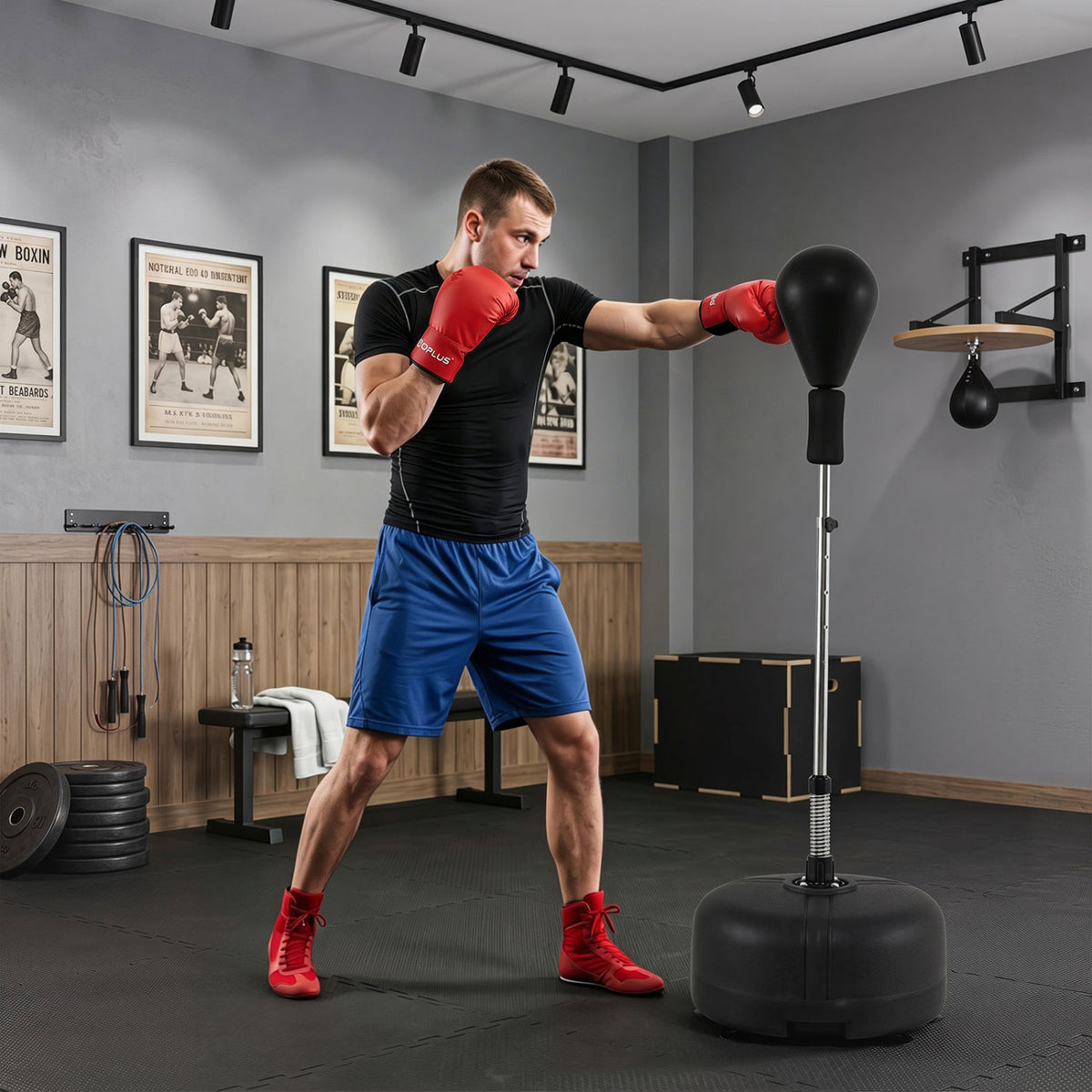 54.5"-62" Height Adjustable FPunching Bag with Stand for Teens and Adults-Black