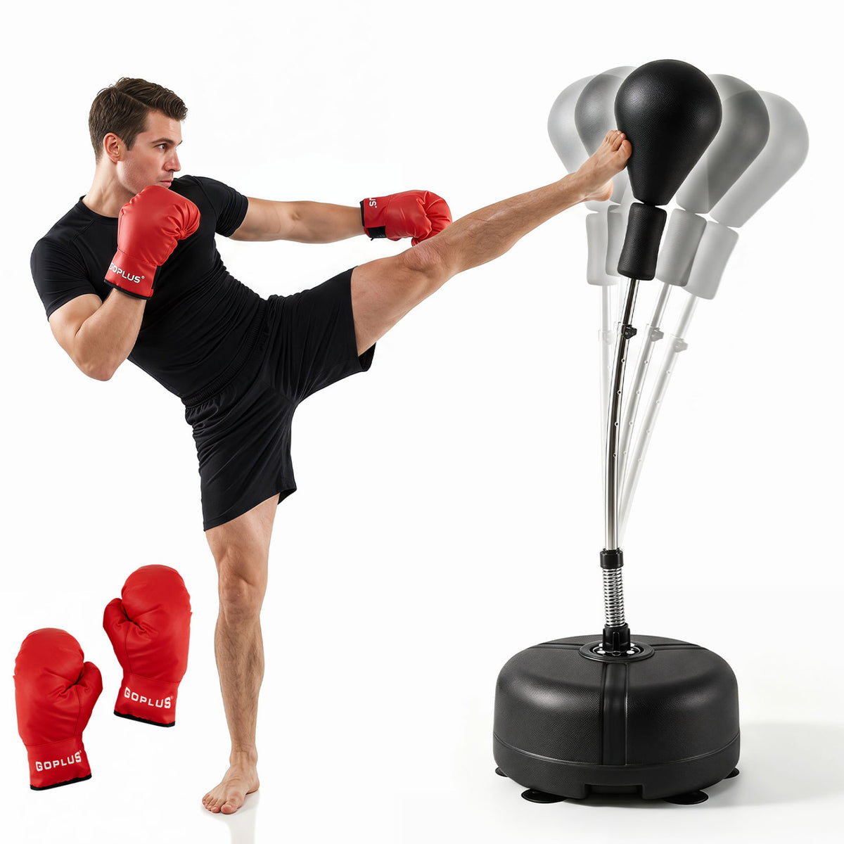 54.5"-62" Height Adjustable FPunching Bag with Stand for Teens and Adults-Black