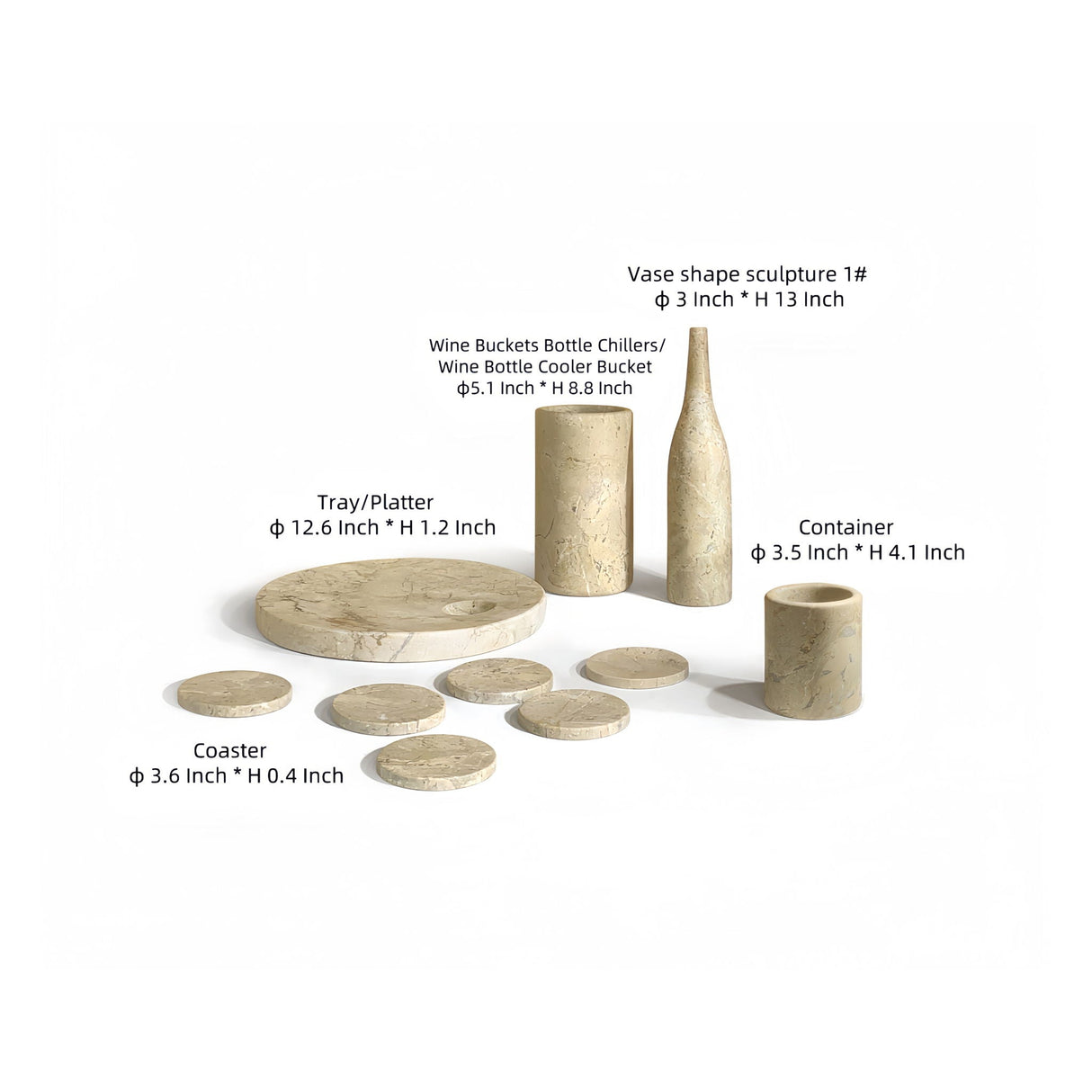 10 Pieces Luxury Natural Marble Dining Room Accessories Set by Couch.com