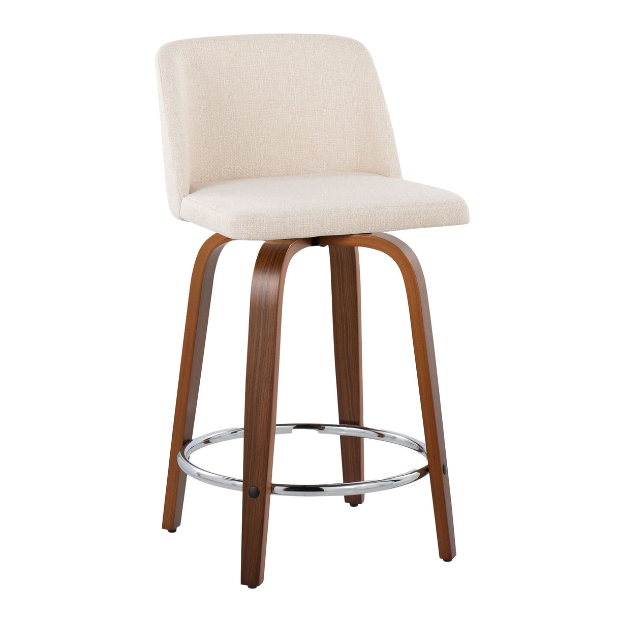 Toriano - Mid Century Modern Fixed Height Counter Stool With Swivel With Round Footrest (Set of 2) by Couch.com