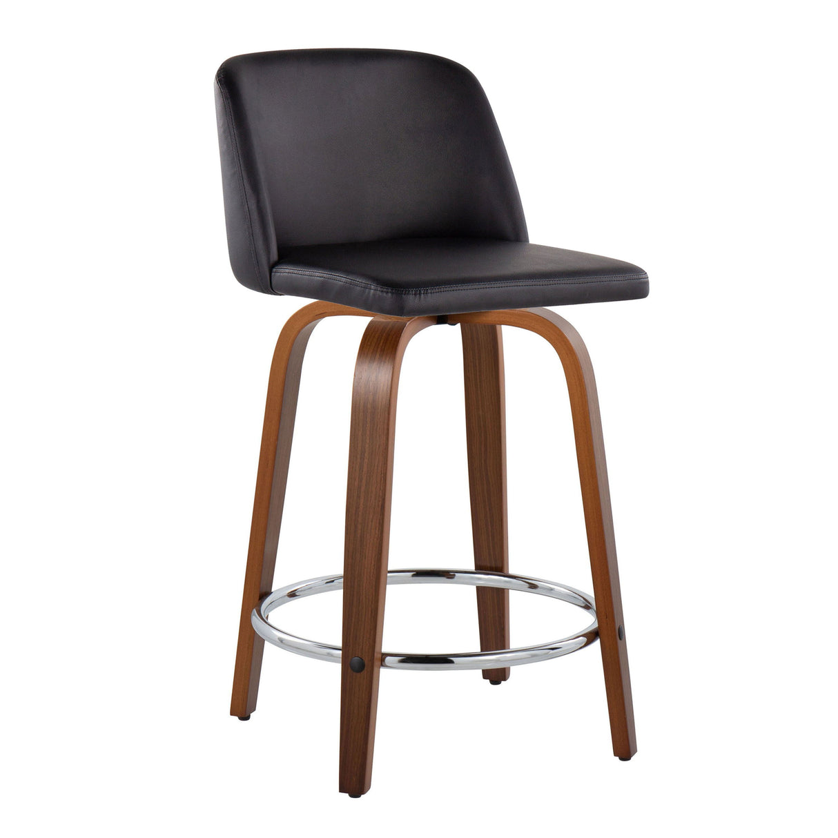 Toriano - Mid Century Modern Fixed Height Counter Stool With Swivel With Round Footrest (Set of 2) by Couch.com