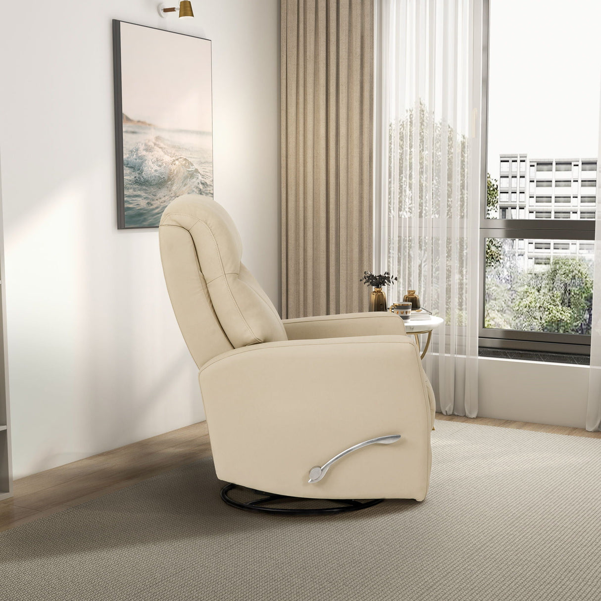 Harlow - Swivel Glider Recliner Chair - Ivory by Couch.com