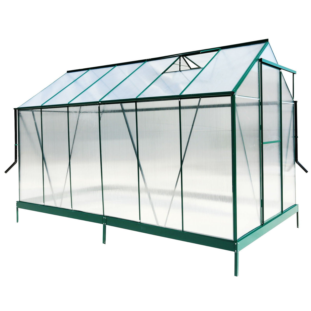 Polycarbonate Greenhouse, Heavy Duty Outdoor Aluminum Walk-In Green House Kit With Rain Gutter, Vent And Door For Backyard Garden by Couch.com