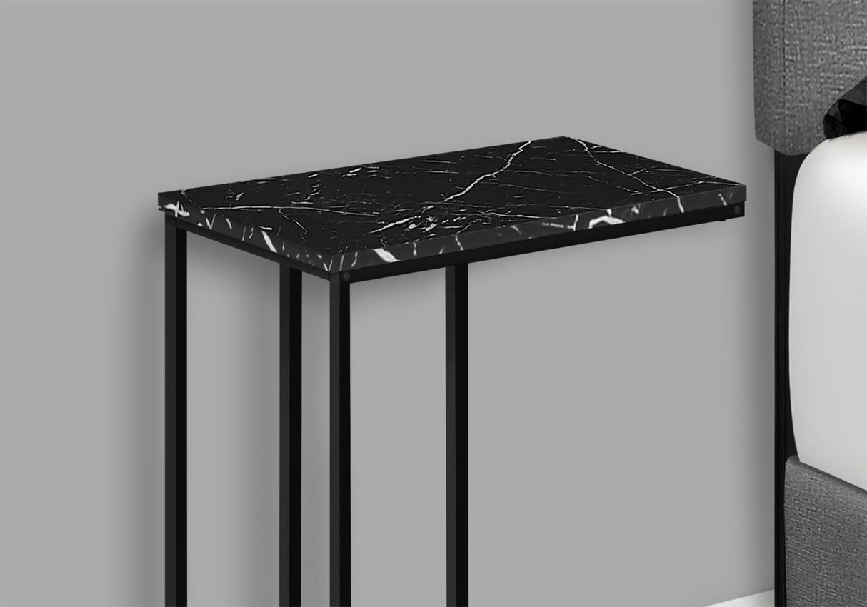 Accent Table, C - Shaped, Marble Look Modern Design - Black by Couch.com