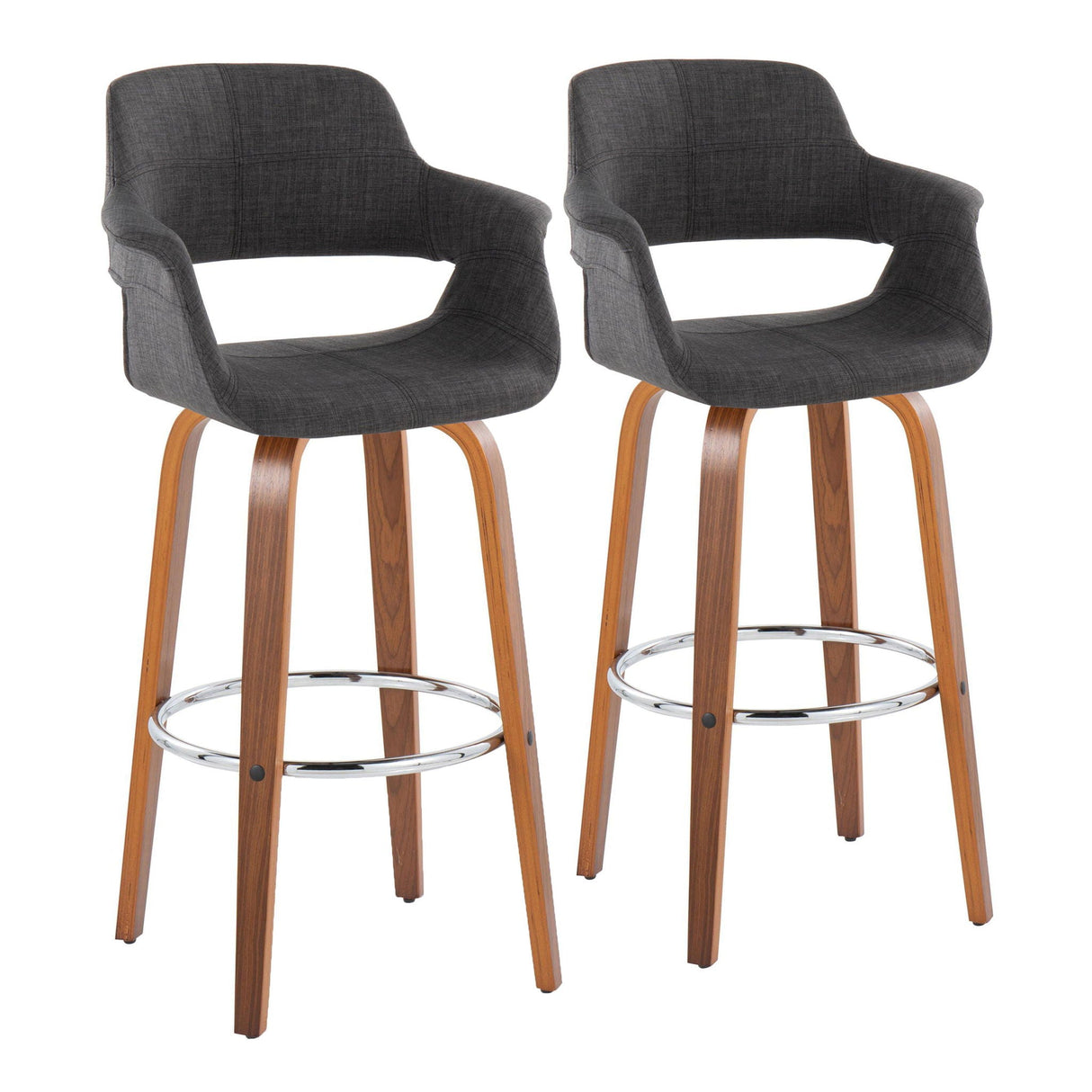Vintage Flair - Mid Century Modern Fixed Height Barstool With Swivel & Round Footrest (Set of 2) by Couch.com
