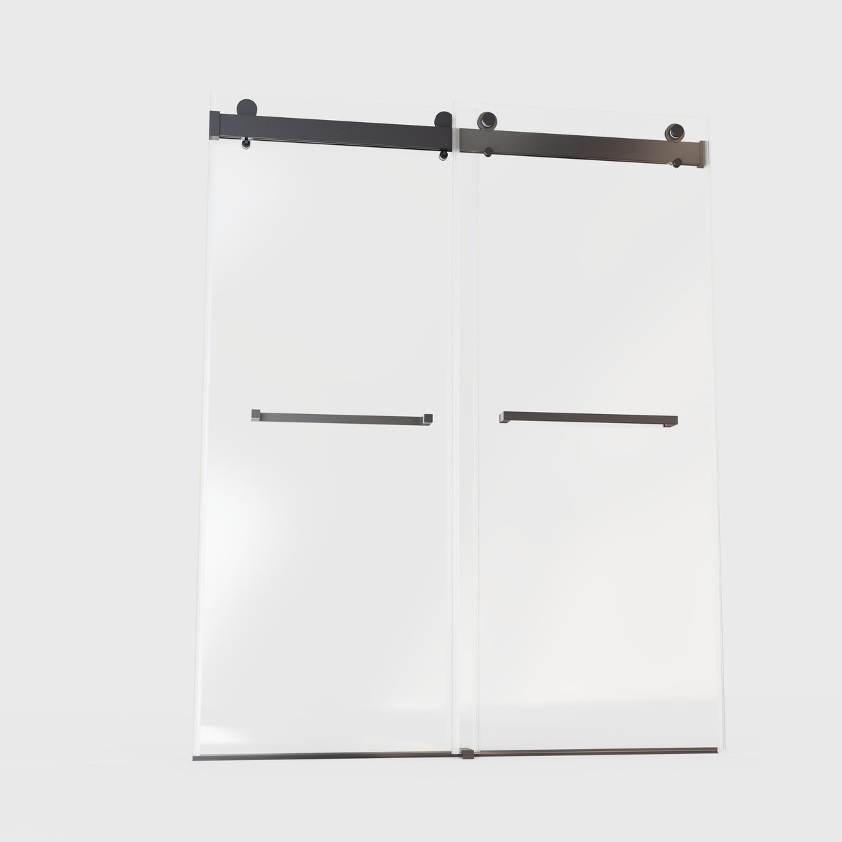 Couch.com Frameless Double Sliding Soft-Close Shower Door In Matte, 3 / 8" (10Mm) Thick SGCC Tempered Glass Door Black, Easy to Clean, Glass Construction, Black Finish by Couch.com