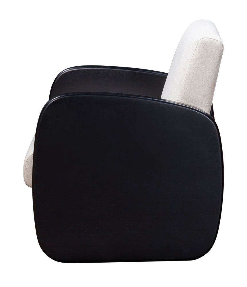 29" White And Natural Linen Arm Chair