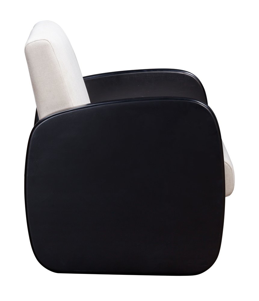 29" White And Natural Linen Arm Chair