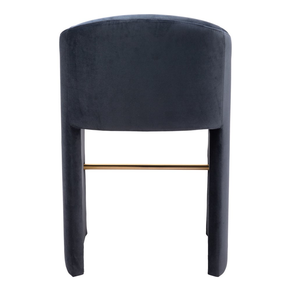 30" Gray And Gold Velvet And Steel Low Back Bar Height Bar Chair