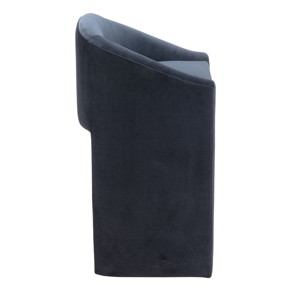 30" Gray And Gold Velvet And Steel Low Back Bar Height Bar Chair