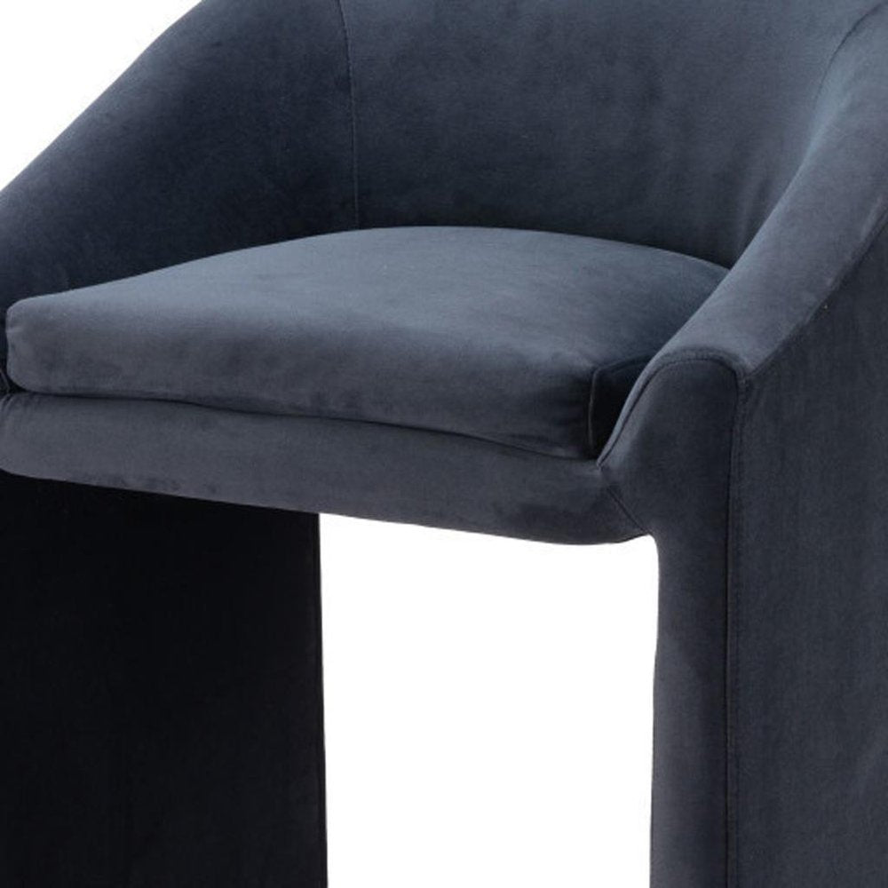 30" Gray And Gold Velvet And Steel Low Back Bar Height Bar Chair