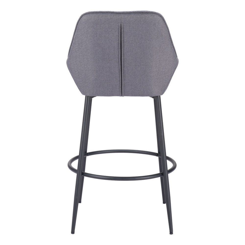 Set of Two 30" Gray And Black Fabric And Steel Bar Height Bar Chairs