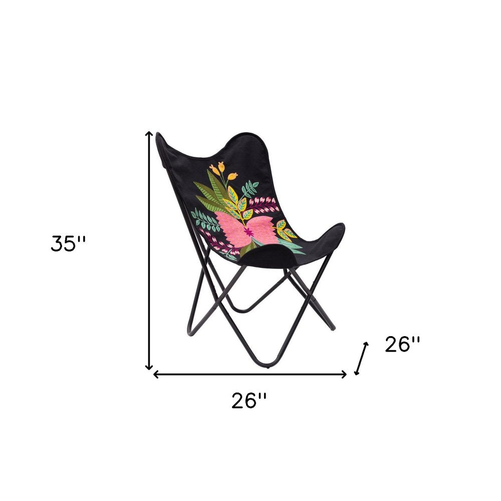 26" Black Tropical Butterfly Chair