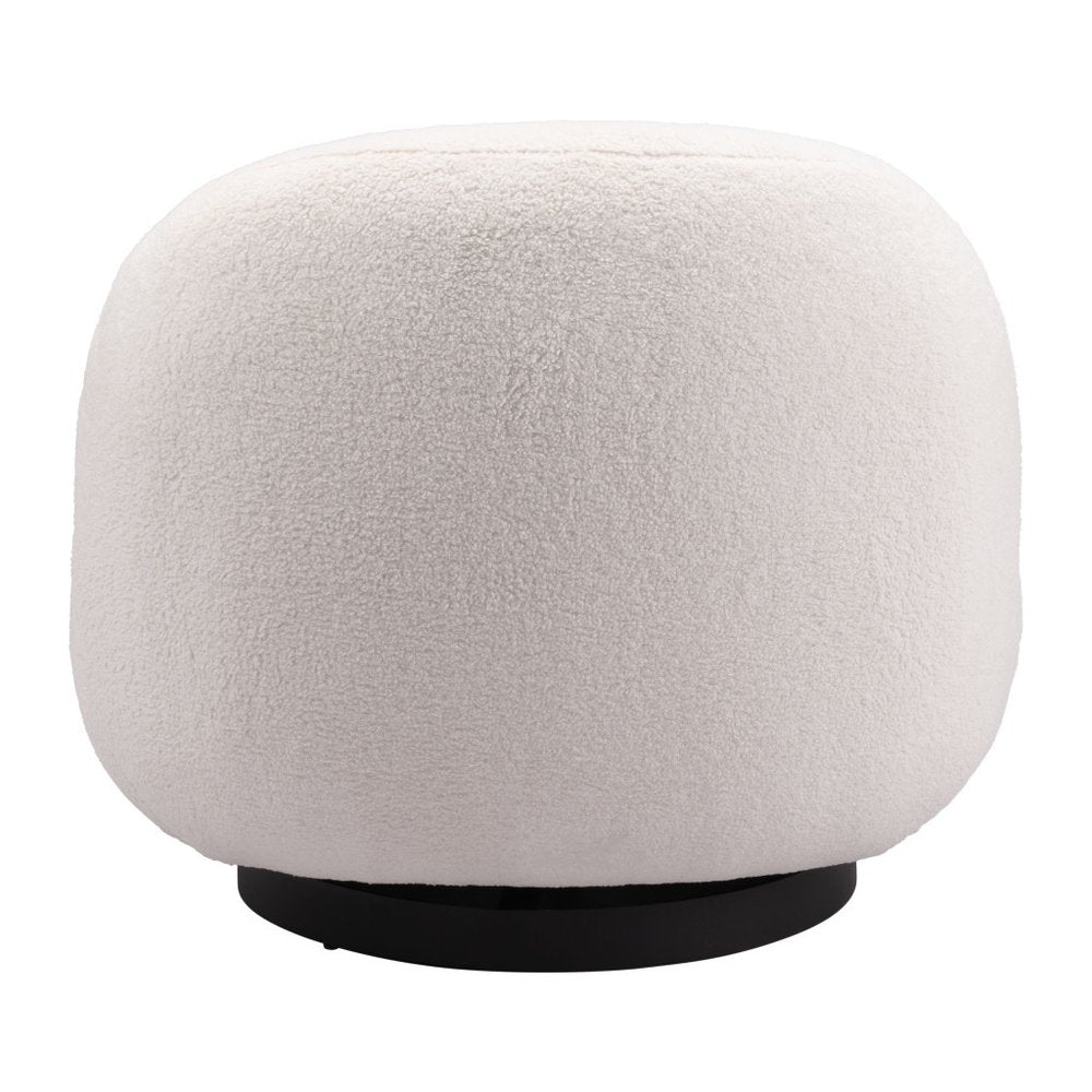 30" Cream And Black Faux Shearling And Upholstered Slipper Chair