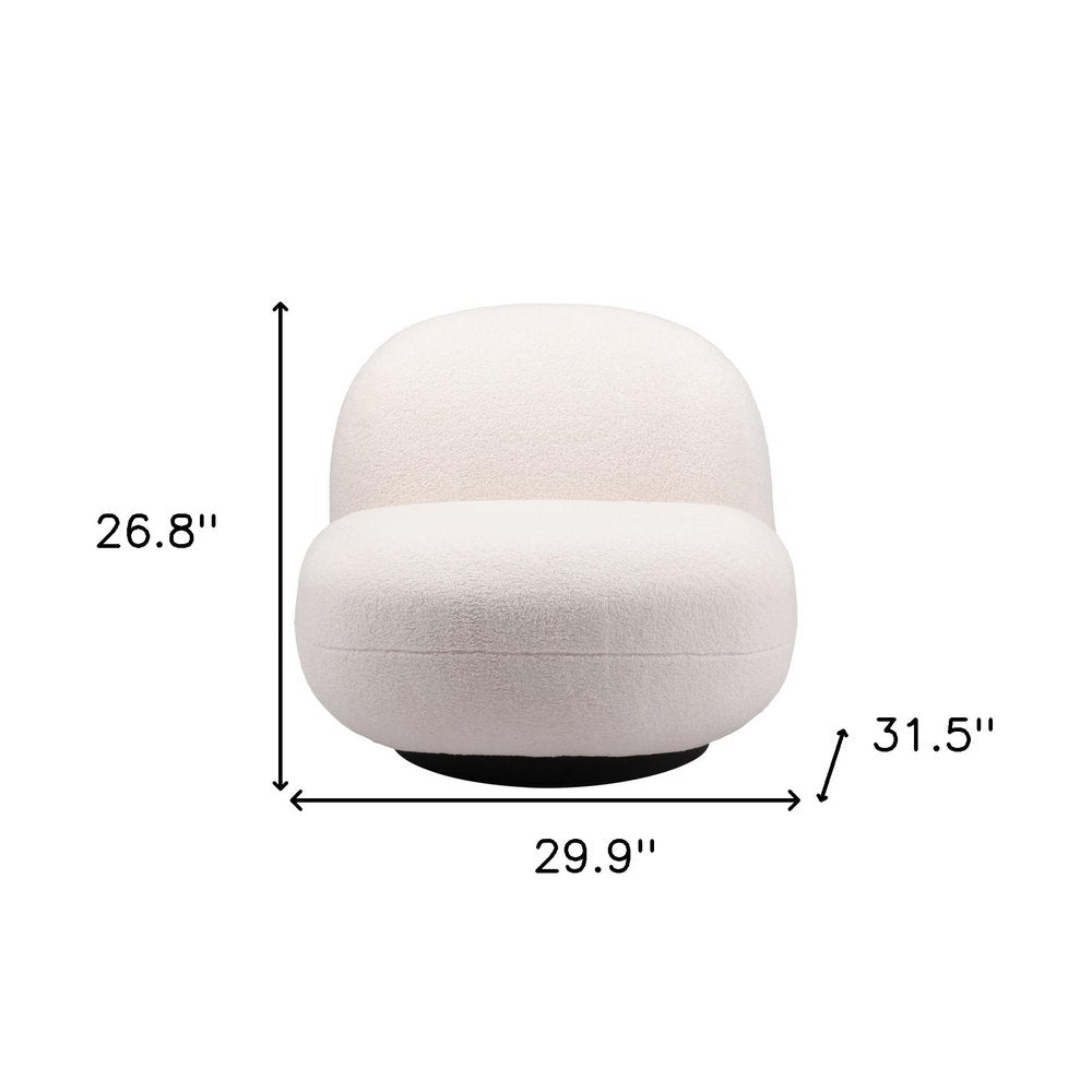 30" Cream And Black Faux Shearling And Upholstered Slipper Chair